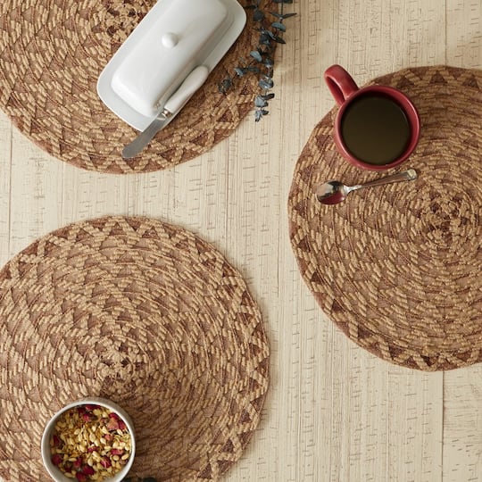 DII® 15" Round Natural Dahlia Woven Placemat Set, 6ct.